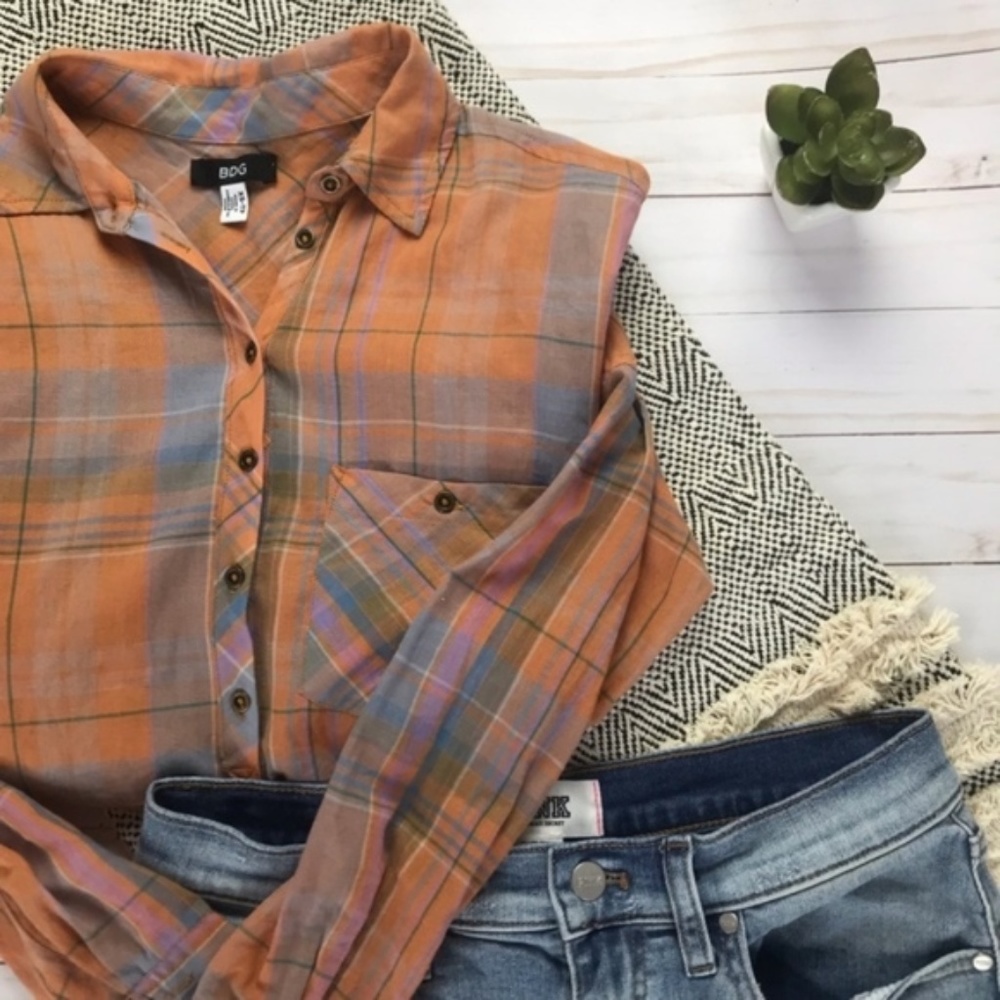 BDG Light Weight Popover Flannel Top Size XS